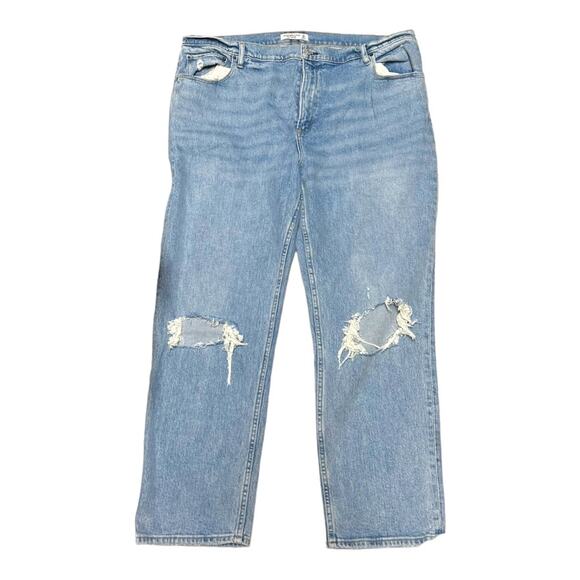 Abercrombie & Fitch 90s Straight Ultra High Rise Light Wash Distressed Jeans 20 - Picture 1 of 8
